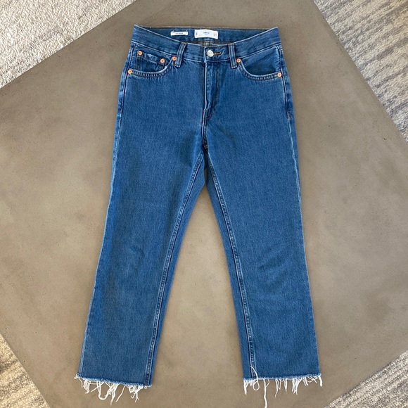 Mango Denim - Mango high rise straight leg jeans